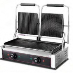 Гриль контактный GoTech HEG-813 (580х400х210мм,1,8+1,8кВт,220В,50Гц,26 кг) 3 рифл размер 340х240мм