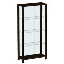 Витрина стеклянная с стойками из бруса МДФ 900х400х1900мм Венге титан